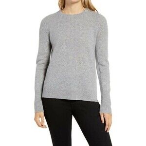 HALOGEN Crewneck 100% Cashmere Sweater In Grey Size XS
